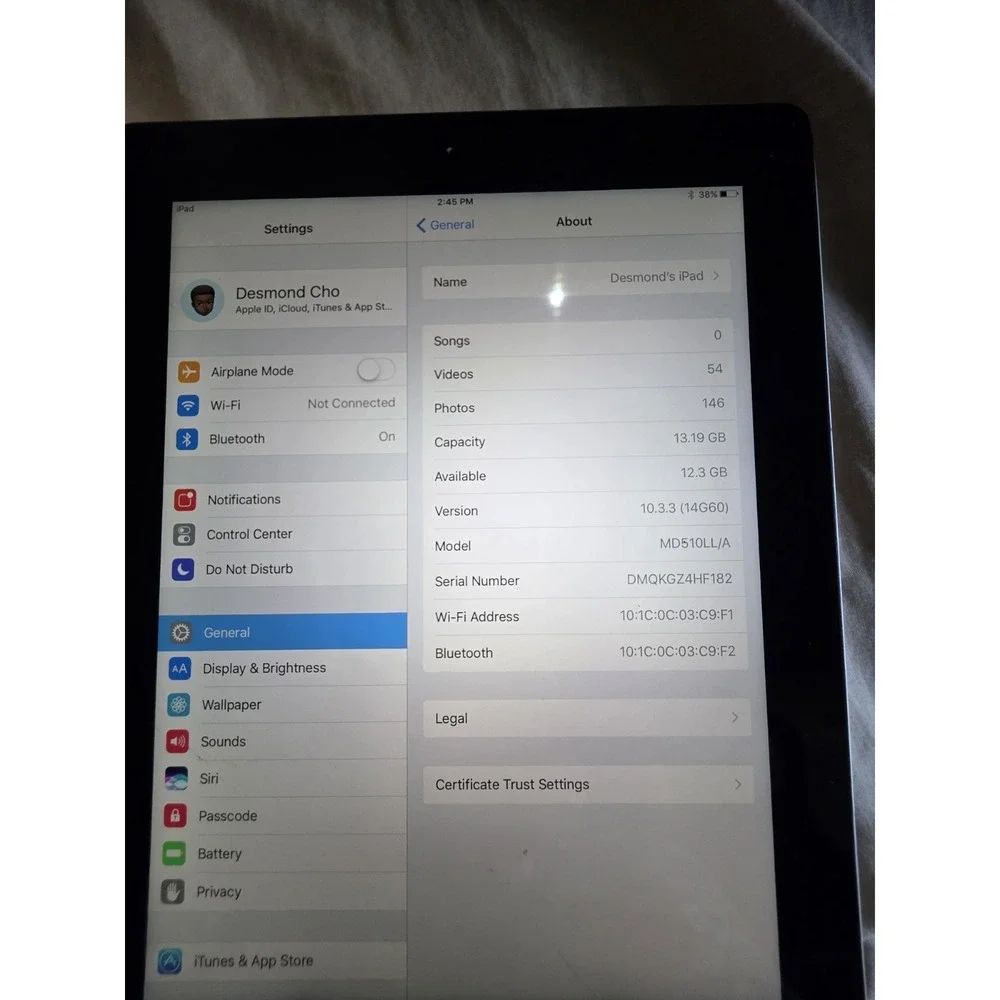 Apple iPad 4 16GB Wi-Fi Bluetooth Tablet Black Silver 9.7